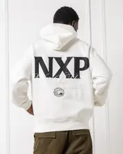 [Nena & Pasadena] Nena & Pasadena Men's Dexter Box Fit Hoodie in Natural White Size Large L Natural White