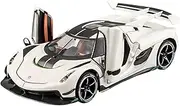 Decorative Car Model 1/24 for Koenigsegg Jesko Die-cast Alloy Sports Car Model Suitable for Young People to Collect and Perfect for Gifting(White)