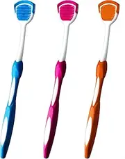 Tongue Brush, Tongue Scraper, Tongue Cleaner Helps Fight Bad Breath, 3 Tongue Scrapers, 3 Pack (Blue & Orange & Red)