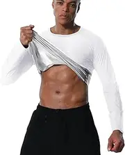 Donason Sauna Shirt for Men Weight Loss Sweat Suit Mens Compressions Shirts Body Shaper Suits for Workout Sports Gym
