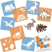 8 pcs Drawing Stencils for Kids 15x15cm / DINOSAURS / Reusable Washable Plastic