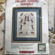 Dimensions Blessed Nativity Christmas Sampler Cross Stitch Kit 1988 VTG NOS