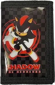 [SONIC THE HEDGEHOG] Shadow The Sonic Hedgehog Kids Wallet with Zipped Coin Compartment & Card and Note Slots, Black, Cartoon