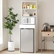 CXQ Mini Fridge Cabinet for Kitchen with Storage Shelves and Microwave Space, Includes Drawer,Free Standing Kitchen Storage Shelf Rack, Microwave Oven Stand with Storage,