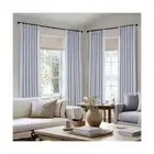 MIULEE Chambray Blue Pinch Pleated 100% Blackout Linen Curtains for Bedroom, ...