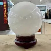 23.85LB Natural White Crystal Clear Quartz Crystal Sphere Ball Divination+base