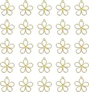 [uxcell] 50 Pcs Hollow Flower Charm Open Bezel Frame Pendants for Resin Earring Jewelry Making Necklace Bracelet Accessories DIY Crafts, Gold Tone