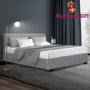 DOUBLE Size Gas Lift Bed Frame Base Storage Wooden Platform Base GREY Artiss