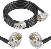 MOOKEERF CB Coax Cable - 10FT RG58 PL-259 UHF Male to Male Right Angle Coaxial Cable Low Loss Cb Antenna Cable Jumper Cable for CB Radio, HAM Radio, Antenna Analyzer, SWR Meter
