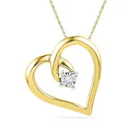 Natural Diamond Accent Looping Heart Pendant in 10K Yellow Gold