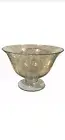 Lenox Vintage Colonial Crystal Amber Gold Glass Footed Bowl Etched Palm Trees