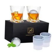 Whiskey Rocks Glass Set In Gift Box - Includes 2 Crystal Bourbon Glasses and 2