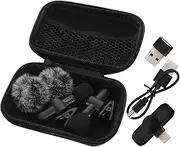 CIMAXIC Cordless Lapel Microphone Mini Interview Mic Clip Microphone Storage Case Type-c Usb Adapter