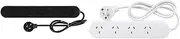 HPM Standard 6 Outlet Powerboard Black & Standard 4 Outlet Powerboard White