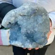 18lb Natural Blue Celestite Crystal Geode Quartz Cluster Mineral Specimen