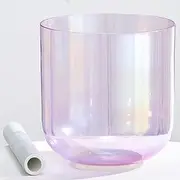 Chakra Balancing Meditation 432Hz Cosmic Light Crystal Singing Bowl with Suede Mallet O-ring(F note,6 inch)
