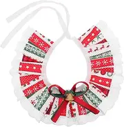 FONDOTIN 1pc Pet Christmas Themed Bandana Bib with Bell Versatile Triangle Scarf for Dogs Multi Functional Neck Decor Protective Bib for Festive Occasions