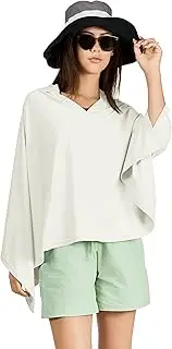 [VENVSBEE] UPF 50+ Hooded Sun Poncho for Women, Lightweight UV Beach Cover Up, Travel Swimsuit Wrap