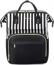 LOVEVOOK College Laptop Backpack, 15.6 Inch Travel Backpack for College, Waterproof Work Backpack Woman for Teacher Nurse Anti-theft Travel Back Pack, Gifts for Women, Black-Stripe
