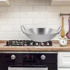 Woks for Electric Stove Stainless Steel Dual Handles Pan Long-lasting