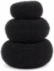 3 Pieces Women Lady Magic Shaper Donut Hair Bun Maker Hair Ring Styler Maker Round Chignon Hair Accessories (Black)