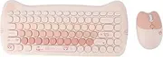 VELATEMOR Keyboard and Mouse Set, Noiseless 84 Keyboard and Mouse Combination Living for Office Games (Milk Tea Color)