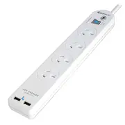 Sansai 4-Socket Powerboard with USB-A (White)