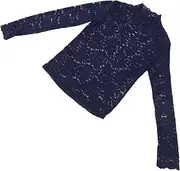 [Beavorty] Lace Tops See Through Floral Semi-turtleneck Blouses Stretchy Lace Shirts Mesh Tops with Bell Sleeve and Flower Pattern for Evening Casual Outfits and Parties