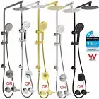 KYLINS Twin Shower Set 8'' Head 3-Mode HandHeld Wall Rail Chrome/Black/Gold/Grey