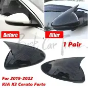Carbon Fiber Horn Style Side Rearview Mirror Covers For KIA K3 Forte 2019-2022 (for: Kia)