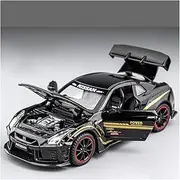 Scale Finished Model Car 1:32 Scale for Nissan GTR R35 Sports Car Alloy Diecast Simulation Car Model Miniature Vehicle Collection Die-cast Vehicle(Black)