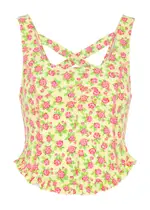 Free People Melanie Floral-print Stretch-cotton Tank top - Yellow - S S