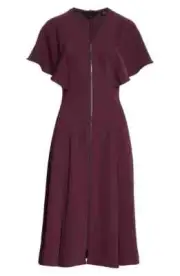 NWT Ted Baker Kasiane in Deep Purple Flutter Sleeve Midi Dress 1 / US 0-2 $329