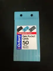 Oxford Palm Pocket Cards 3”x5” Ruled 50 Perforated Cards Note Taking 73144 C4