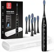[Oclean] Electric Toothbrush for Adults, 150 Days Battery Life Electric Toothbrush, USB Rechargeable Sonic Travel Toothbrush with 6 Brush Heads & Travel Case, 5 Modes and Smart Timer