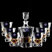 7 Piece Iceberg Style Glass Whisky Wine Decanter And Cup Set 1 Decanter + 6 Cups