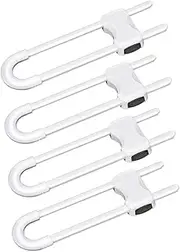 Toddmomy 4 Pcs Sliding Cabinet Locks: Adjustable U Shaped Baby Proof Latches for Knobs Handles Drawers Cupboards Closets Fridge Home