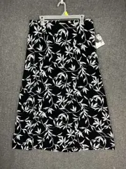 NWT Jaclyn Smith Maxi Skirt Women’s Plus 18 Black White Floral Tropical 90s Y2K