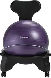 Gaiam Classic Balance Ball Chair – Exercise Stability Yoga Ball Premium Ergonomic Chair for Home and Office Desk with Air Pump, Exercise Guide and Satisfaction Guarantee
