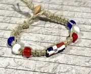 Hemp Bracelet Dominican Republic Flag Patriotic Jewelry