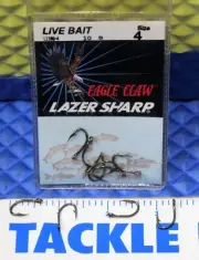 Eagle Claw Fish Hooks Live Bait Lazer Sharp L118G-4 Size 4 Bronze 10 EA