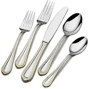 Mikasa Regent Bead Gold 65-Piece Stainless Steel Flatware Set, Service for 12