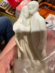 Vintage Wangs Cake Topper 5" Plastic BRIDE & GROOM Pearlized NOS #WED0073