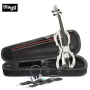 Stagg EVN X 4/4/WH WHITE Electric Violin Package W/Case, Headphones & MORE