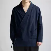 Mens Chinese Casual Linen Tang Suit Jacket Martial Art Kung Fu Coat Tai Chi Top