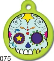 Pet Tags Personalized Pet ID tag for Dog and Cat ROUND DAY OF DEAD Skull Dog Tag