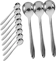 Veemoon 100pcs Stainless Spoons Mini Stirring Scoop for Appetizers Desserts Beverages Dishwasher Safe for Restaurants Cafes Elegant Spoon for Sugar Cream