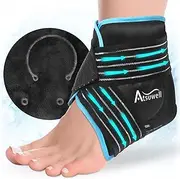 Atsuwell Ankle Ice Pack Wrap, Reusable Gel Ice Pack for Foot Ankle Heel, Foot Ice Pack Wrap with Soft Plush Lining, Cold Compress Therapy for Soothing Discomfort, Black