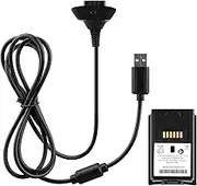 OSTENT 2 in 1 Charger Cable + Rechargeable Battery Pack Compatible for Xbox 360 Wireless Controller Color Black