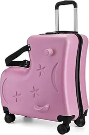 [Generic] Riding Suitcase for Kids | 3-Digit Password Lock Riding Suitcase | 20in Trolley Case with Seat Belts, Handlebars, Pedals, Silent Wheels for Boys